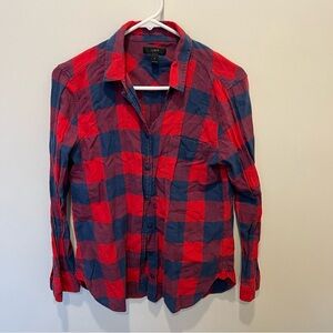 J.CREW Women's Long Sleeve Plaid Lightweight Blue/res Size 6 Button Down